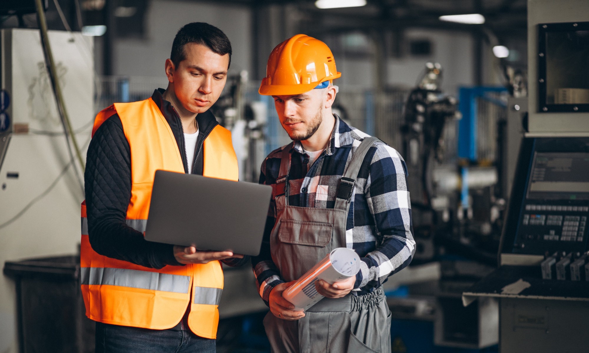 Technicians at an industrial plant